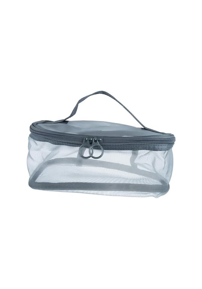 Daiso Mesh Beauty Product Pouch | Gray | Breathable Cosmetic Organizer Bag for Travel & Daily Use - Image 1